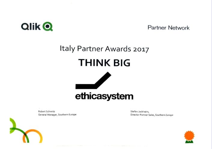 Premio Qlil Italy Partner Award 2017 ad Ethica System
